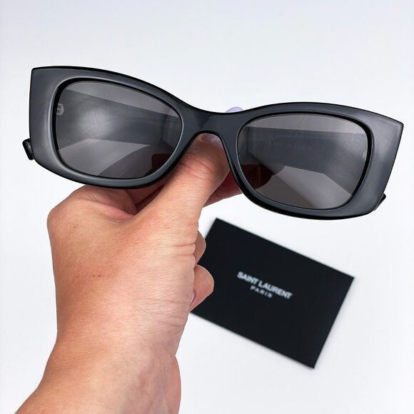 Saint Laurent SL593 001 Sunglasses Black Square Unisex - Picture 6 of 15
